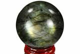 Flashy, Polished Labradorite Sphere - Great Color Play #105760-1